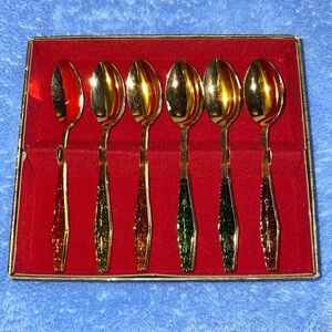 Vintage 1960’s Novalux set of 6 spoons.  24k Gold